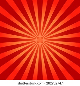 Retro red shiny starburst background. Sunburst abstract texture.Vector illustration.