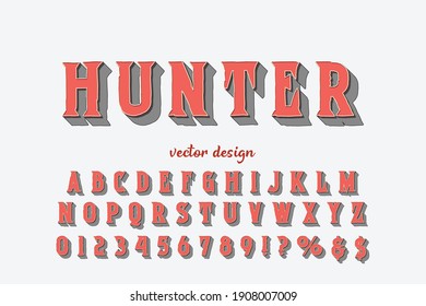 fuente de estilo rojo retro, diseño de vector alfabético