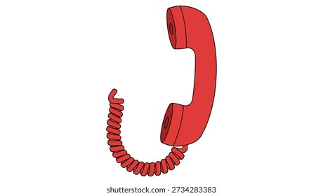 Vetor de telefone vermelho retro. Coiled Cord Icon on png Fundo. telefone vintage. telefone retro. telefone vermelho. telefone de cabo enrolado. símbolo de comunicação.
