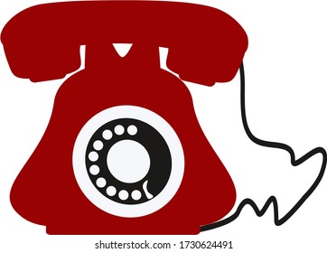 Ilustración vectorial de teléfono rojo retro Ilustración para blog, revista, libro, postal, pegatinas, imán. Se puede usar para el diseño de moda. Impresión sobre papel, tela, cerámica