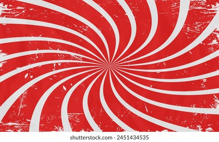 Retro Red Twisted Sunburst Curved Lines Scratched Grain Vector Wallpaper