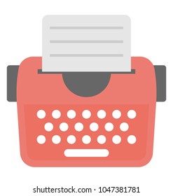 
Retro red typewriter with paper 
