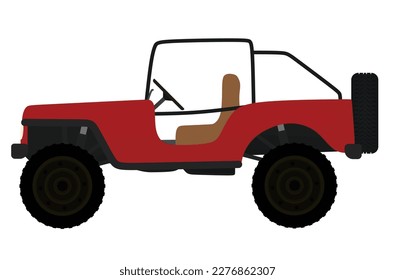 Vehículo rojo retro. ilustración vectorial