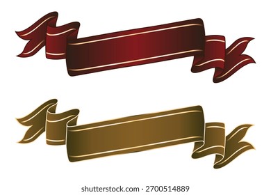 Retro red and yellow folded ribbons banner, vector design