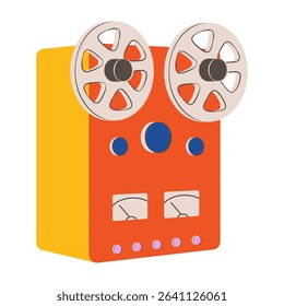 Retro reel audio recorder. Flat Illustration Icon