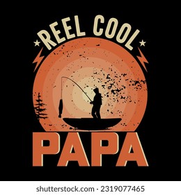 Retro Reel Cool Papa Svg Png, Papa Fishing Png, Papa Fisherman, Father's Day Svg,