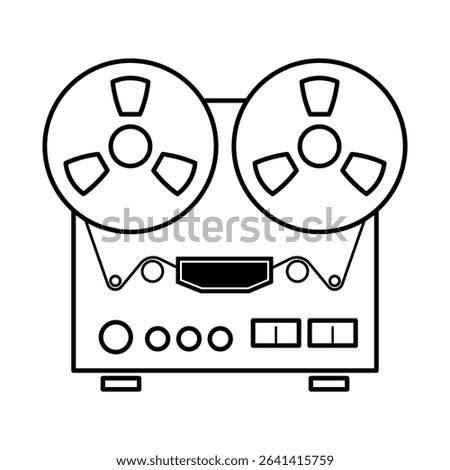 Retro Reel-to-Reel Tape Recorder Vector Illustration. This is a black and white vector illustration of a retro reel-to-reel tape recorder.