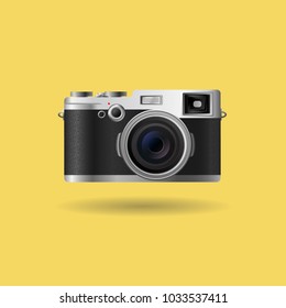 Retro Reflex Camera isolated. Vector Illustration. Realistic Style