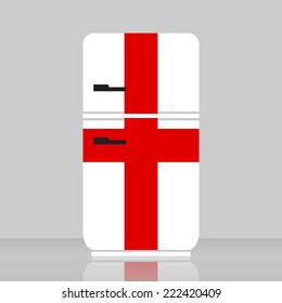Retro refrigerator with england flag. Vector EPS 10.