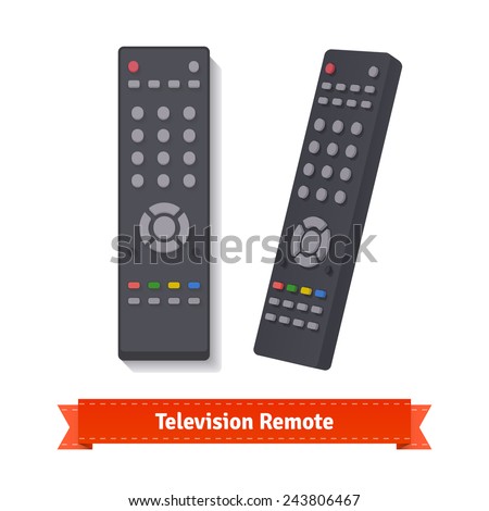 Retro remote control at different angles. Flat style illustration. 