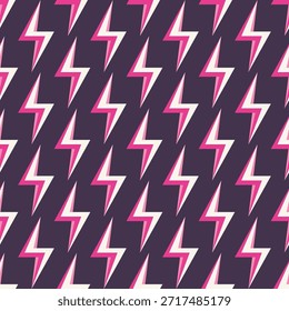Retro Repeated Lightning Bolt Illustration Seamless Pattern, Electric and Striking