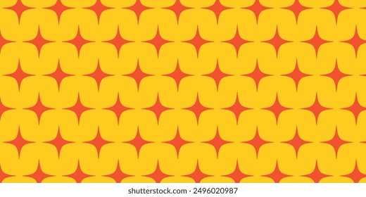 Retro repitiendo estrellas rojas sin patrón. El diseño geométrico forma una rejilla simétrica. Perfecto para proyectos de Fondo de pantalla, textiles o Diseño gráfico. Vector