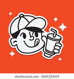 retro restaurant and cafe mascot hand drawn illustration