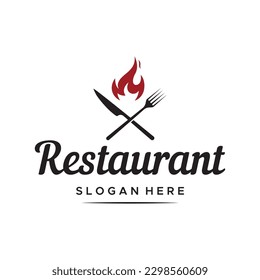 Retro restaurant emblem.Cutlery logo design and hand drawn vintage style restaurant typography.
