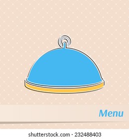 Retro restaurant menu design with serving tray
