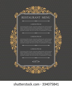 Retro Restaurant Menu Typographic design elements, Calligraphic graceful template, Business sign for Royalty, Menu,  Boutique, Restaurant, Cafe, Hotel, Heraldic, Jewelry, Wine