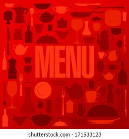 Retro restaurant menu with utensil card design template.