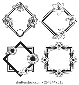 Retro Revival Blooming Vintage Decorative Floral Frames Vector Collection
