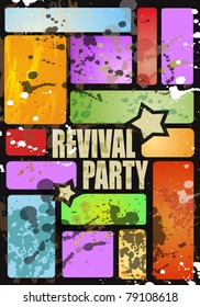 Retro' revival disco party flyer or poster for musical event