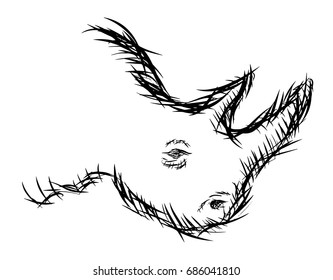 Retro Rhino Head Sketch