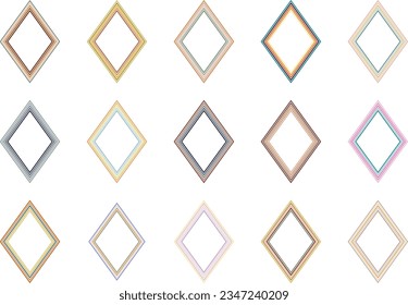 Retro rhombus frames with colorful lines