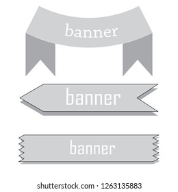  retro ribbon baner with star icon on gray background