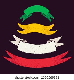 Anuncios y banderas de cinta retro en estilo rústico áspero. Insignias, Anuncios, cintas y otros Elementos de diseño con textura vintage dibujados a mano. Colección de Vector de infografía dibujada a mano