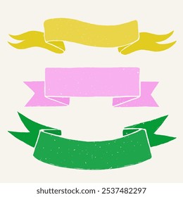 Retro-Bänder im rustikalen Stil. Handgezeichnete Vintage strukturierte Abzeichen, Fahnenbanner. Handgezeichnete Infografik Vektorgrafik Kollektion