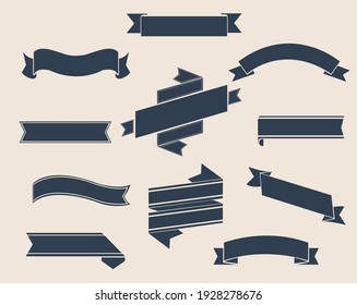 Retro Ribbon Big Set Isolated, Vector Illustration