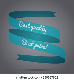 Retro ribbon on grey background with shaddow