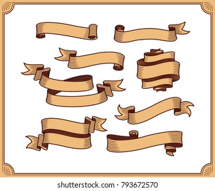 retro ribbon vector graphic element collection