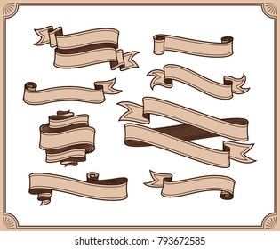 retro ribbon vector graphic element collection