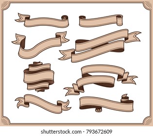 retro ribbon vector graphic element collection