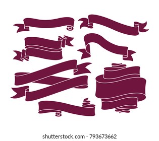 retro ribbon vector graphic element collection