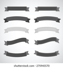 retro ribbons black and white set vector illustration