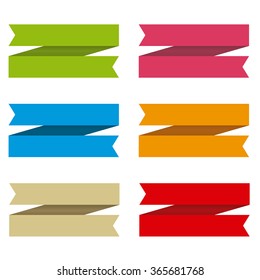 Retro ribbons in differents colors for write text inside