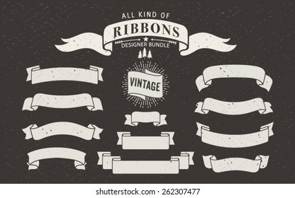 Retro Ribbons with Grunge Background - Designers Collection