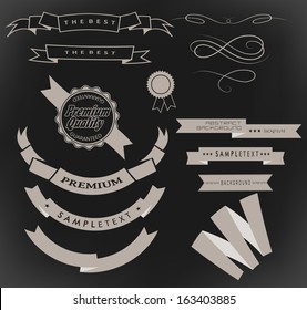 retro ribbons and label