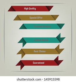 Retro ribbons and labels. Vector illustration. 
