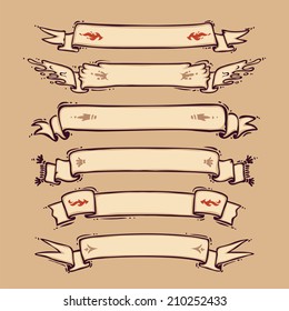 Retro Ribbons Set. In the EPS file, each element is grouped separately.