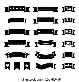 Retro ribbons, vintage bookmarks set - vector 