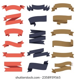 Retro Ribbons With White Background With Gradient Mesh, Vector Illustration