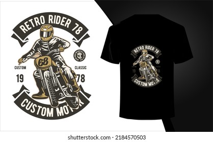 retro ride t shirt graphic design vector illustration