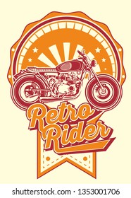 retro rider with motorbikes and old helmets.vector hand drawing,Shirt designs, biker, dj, gentleman, barber and many others.
isolated and easy to edit. Vector Illustration - Vector 
