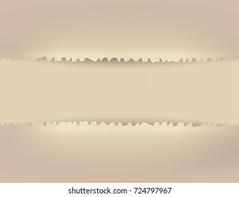 retro ripped paper and brown background with space.