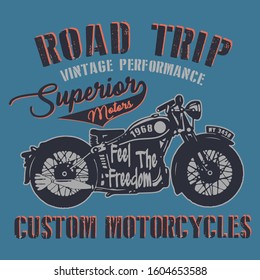 retro road trip custom motorcycle vector 