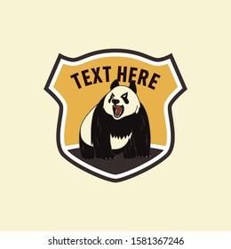 Retro roar panda bear emblem logo template