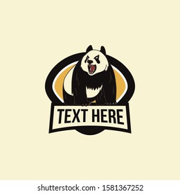 Retro roar panda bear emblem logo template