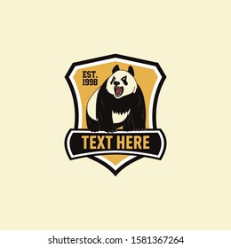 Retro roar panda bear emblem logo template