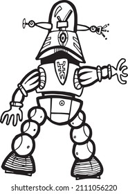 Robot retro con pies grandes